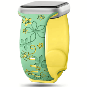 Modbands DuoTone Floral Silicone - Green/Gold Apple Watch band