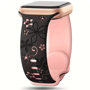 DuoTone Floral Silicone - Black/Pink Apple Watch band