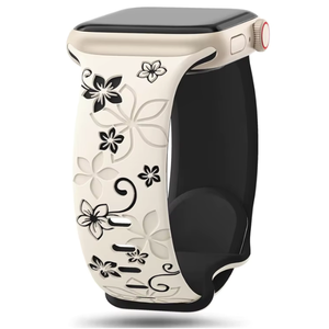 Modbands DuoTone Floral Silicone - Starlight/Black Apple Watch band