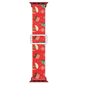 Modbands Festive Fabric Loop - Santa Sleigh Red Apple Watch band