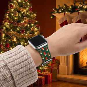 Modbands Festive Fabric Loop - Green Stockings Apple Watch band