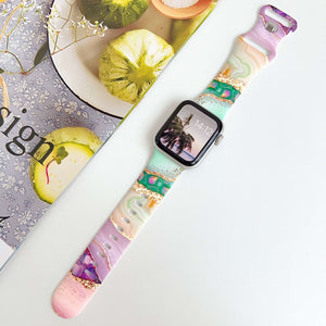 Modbands Marble Silicone - Rainbow Apple Watch band