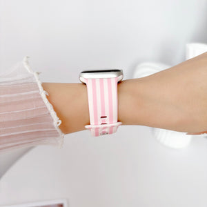 Modbands Stripe Silicone - Pink Apple Watch band