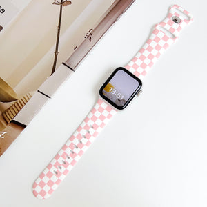 Modbands Checkerboard Silicone - Pink Apple Watch band