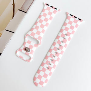 Modbands Checkerboard Silicone - Pink Apple Watch band