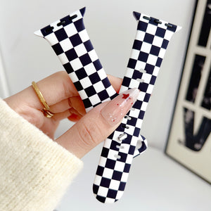 Modbands Checkerboard Silicone - Black Apple Watch band