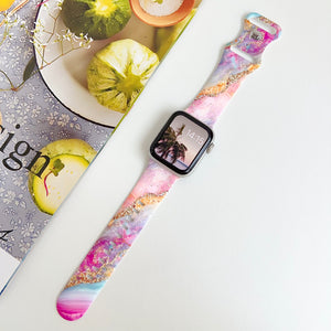 Modbands Marble Silicone - Pink Cosmic Apple Watch band