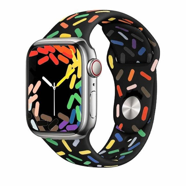 Modbands NEW - Black Confetti (Pride) 42 44 45 46 49mm Medium Large Classic Silicone Apple Watch band