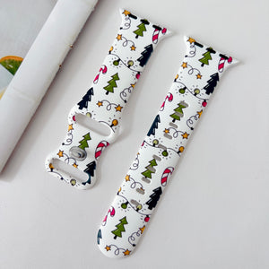 Modbands Tree and Lights Christmas Silicone Prints Apple Watch band