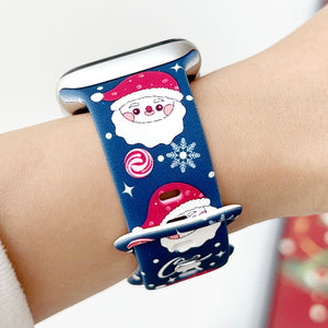 Modbands Blue Santa Christmas Silicone Prints Apple Watch band