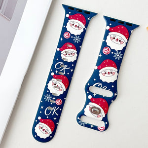 Modbands Blue Santa Christmas Silicone Prints Apple Watch band