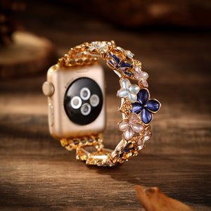 Modbands Hydrangea - Gold Blue Apple Watch band
