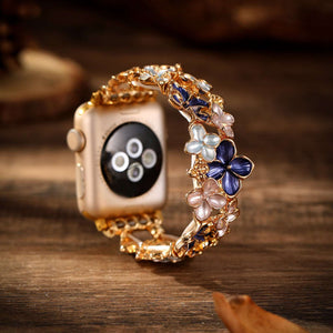 Modbands Hydrangea - Gold Blue Apple Watch band