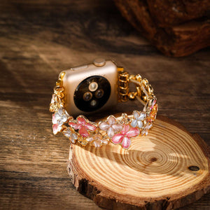 Modbands Hydrangea - Gold Pink Apple Watch band