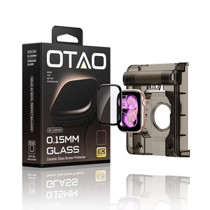 OTAO 0.15mm ceramic glass screen protector retail box with the application tray and glass for Apple Watch