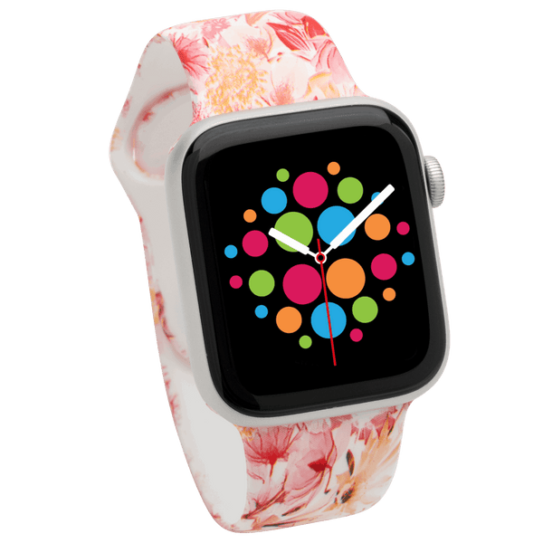 Modbands Pink Floral 42 44 45 46 49mm Classic Silicone Designs Apple Watch band