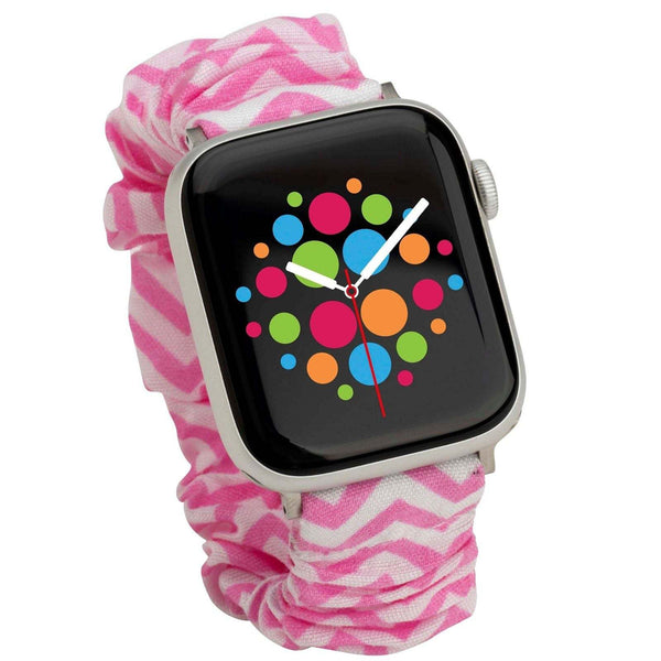 Mod Bands Scrunchie Apple Watch Band Pink Chevron Casual Comfort Everyday Fabric Female Looks Office